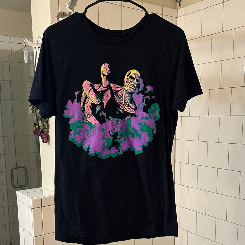 Black T-Shirt with Attack On Titan Graphic